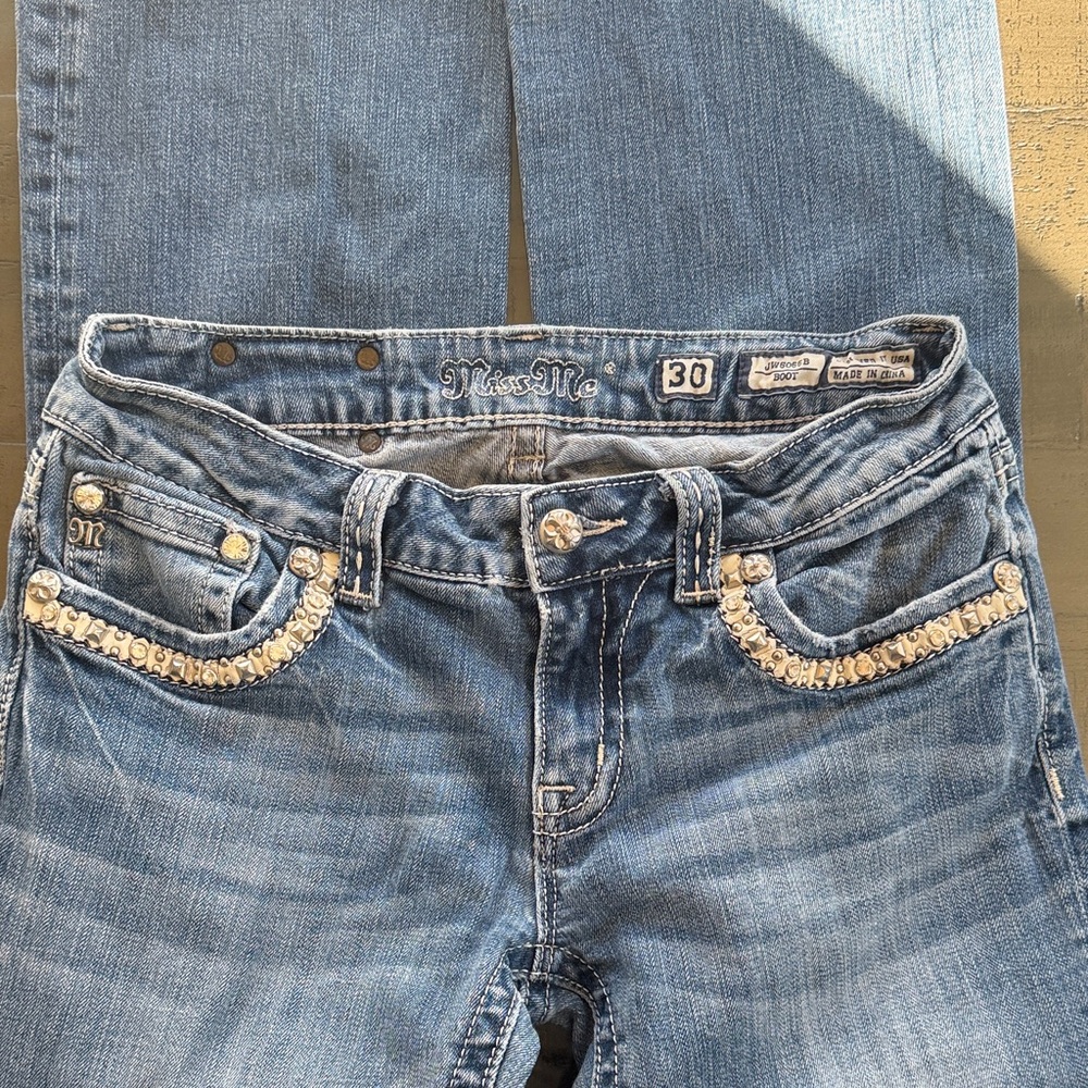Miss Me Embellished Blue Denim Jeans. Size 30. Inseam: 33 inches. - Picture 2 of 6